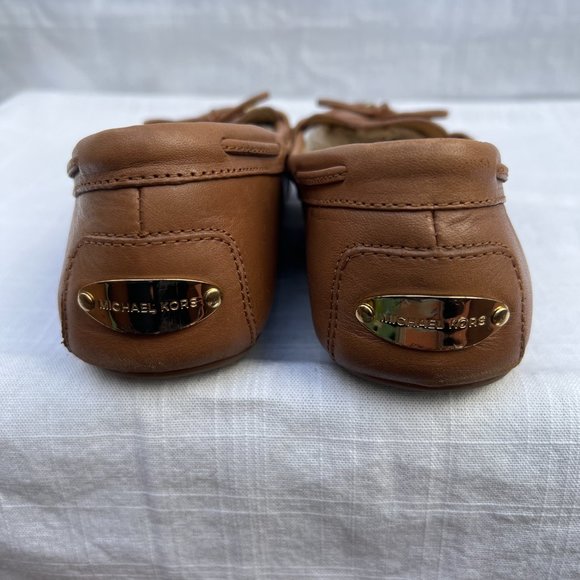 Michael Kors Moccasin Loafers Sutton Leather Upper Rubber Sole Tan Shoes 7.5M - Picture 8 of 10